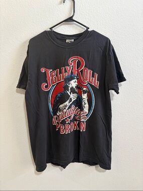 Comfort Colors Black Jelly Roll Graphic Tee with Red & Blue Print